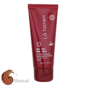 کرم ضدآفتاب رنگی لافارر مدل SPF40، مناسب پوست‌های معمولی و خشک