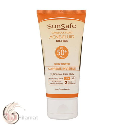 سان سیف حیلا فلوئید ضد آفتاب بیرنگ سانسیف، SPF 50، مدل ACNE-FLUID، مناسب پوست مختلط، چرب و آکنهدار و حجم 50 میلیلیتر