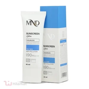 لوسیون ضد آفتاب با فاکتور حفاظتی 90 (SPF 90) بی رنگ ام ان دی مناسب پوست چرب