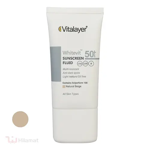 فلوئید ضدآفتاب رنگی ویتالیر SPF 50 مدل Whitevit